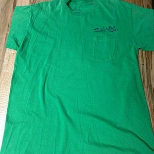 Salt Life Short Sleeve Pocket Tee in Bright Green with Navy Logo